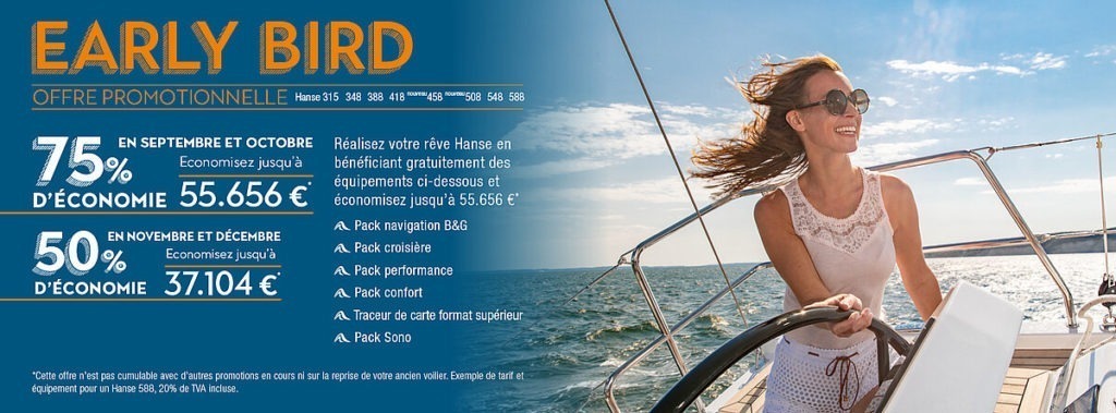 Hanse Yachts voilier vente voilier bateaux méditérannée offre remise early bird Dehler Hanse bateaux neufs beneteau jeanneau Bavaria concessionnaire de bateaux voilier méditerranée Moody Dufour